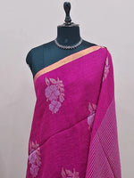 Pink Khadhi Linen Saree 1
