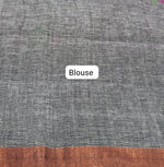 Elephant Grey Khadhi Linen Saree  blouse