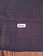 Dark Brown Khadhi Linen Saree blouse