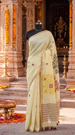 Light Yellow Organic Linen Saree