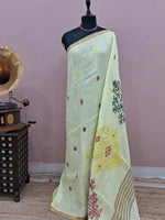 Light Yellow Khadhi Linen Saree