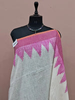 Pure White Khadhi Linen Saree 1