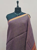 Chocolate Brown Khadhi Linen Saree 1