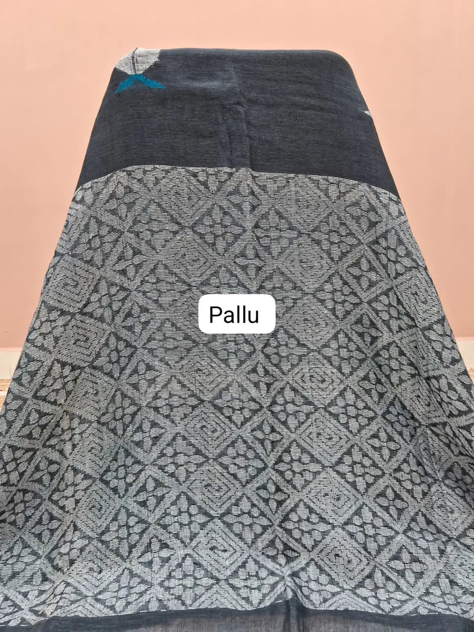Elephant Grey Khadhi Linen Saree Pallu
