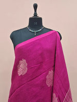 Rani Pink Khadhi Linen Saree 1