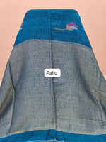 Peacock Blue Khadhi Linen Saree Pallu