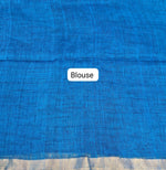 Peacock Blue Khadhi Linen Saree Blouse