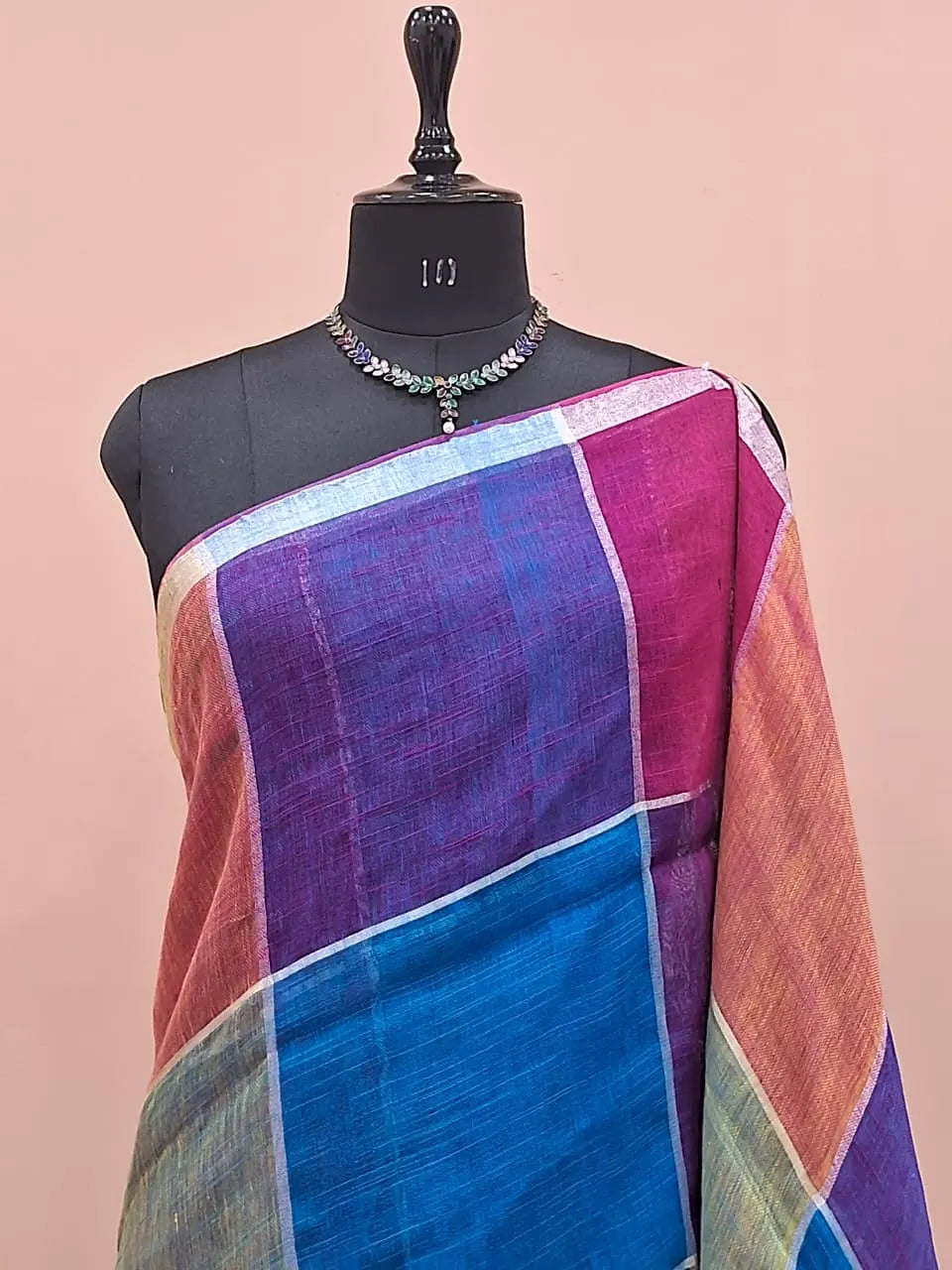 Multicolour Khadhi Linen Saree 1