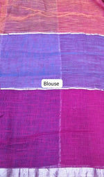 Multicolour Khadhi Linen Saree Blouse