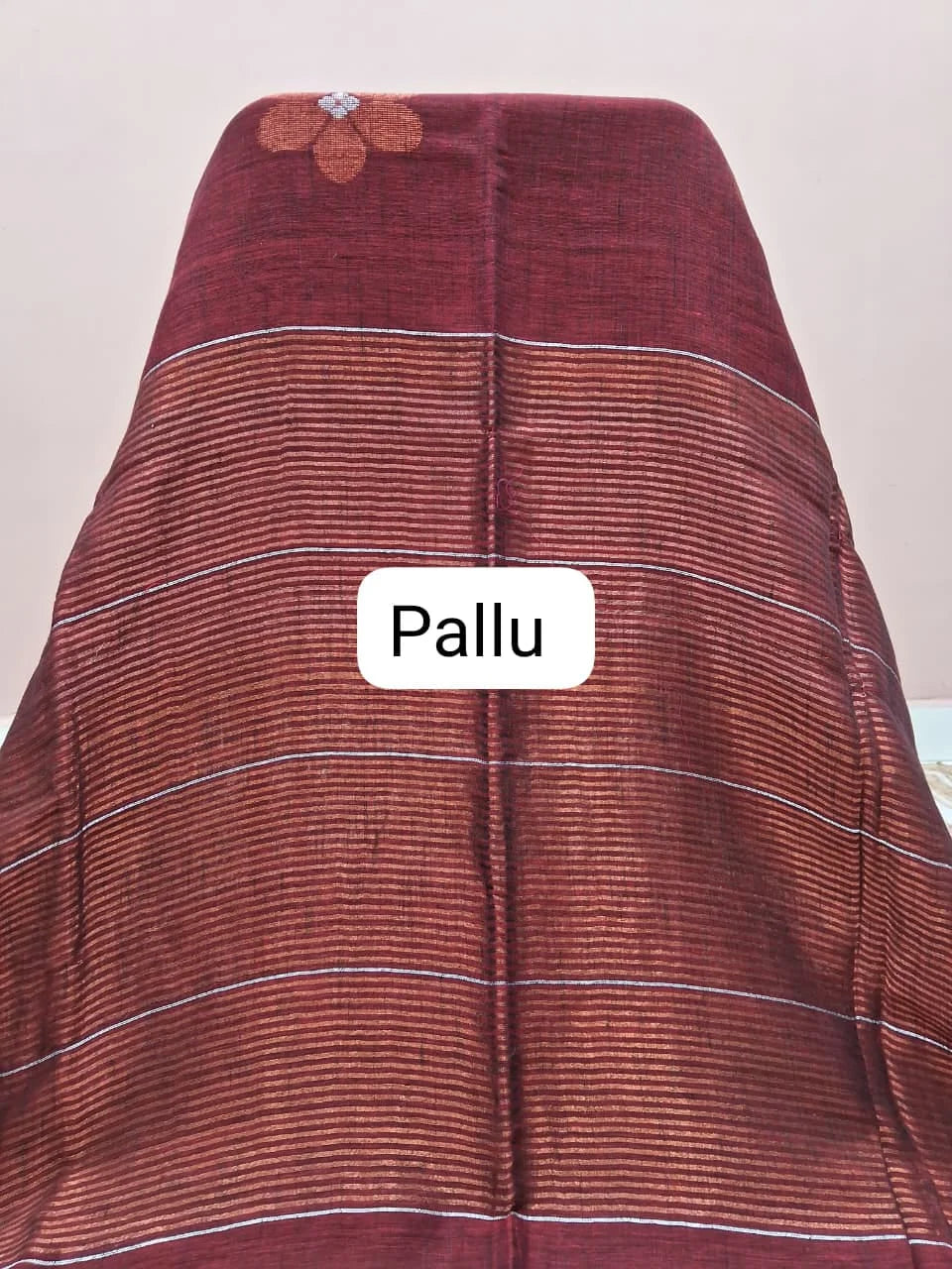 Dark Brown Khadhi Linen Saree Pallu