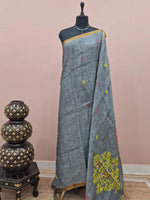 Grey Khadhi Linen Saree