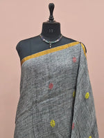 Grey Khadhi Linen Saree 1