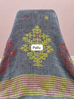 Grey Khadhi Linen Saree Pallu