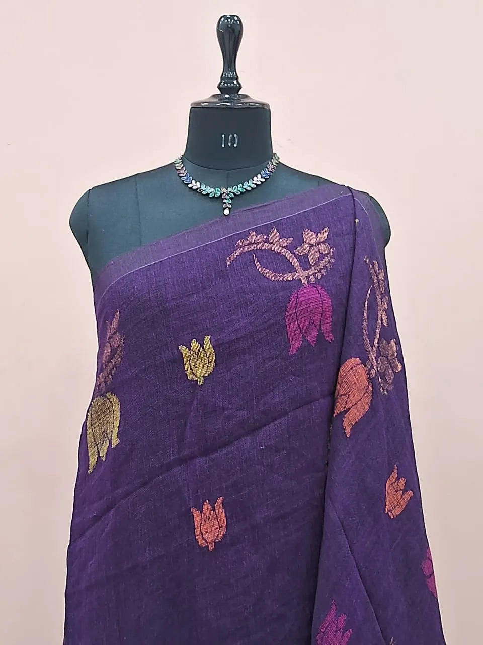 Purple Khadhi Linen Saree 1