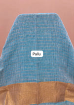 Sky Blue Khadhi Linen Saree Pallu