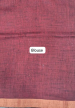 Dark Brown Khadhi Linen Saree Blouse