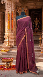 Dark Brown Khadhi Linen Saree