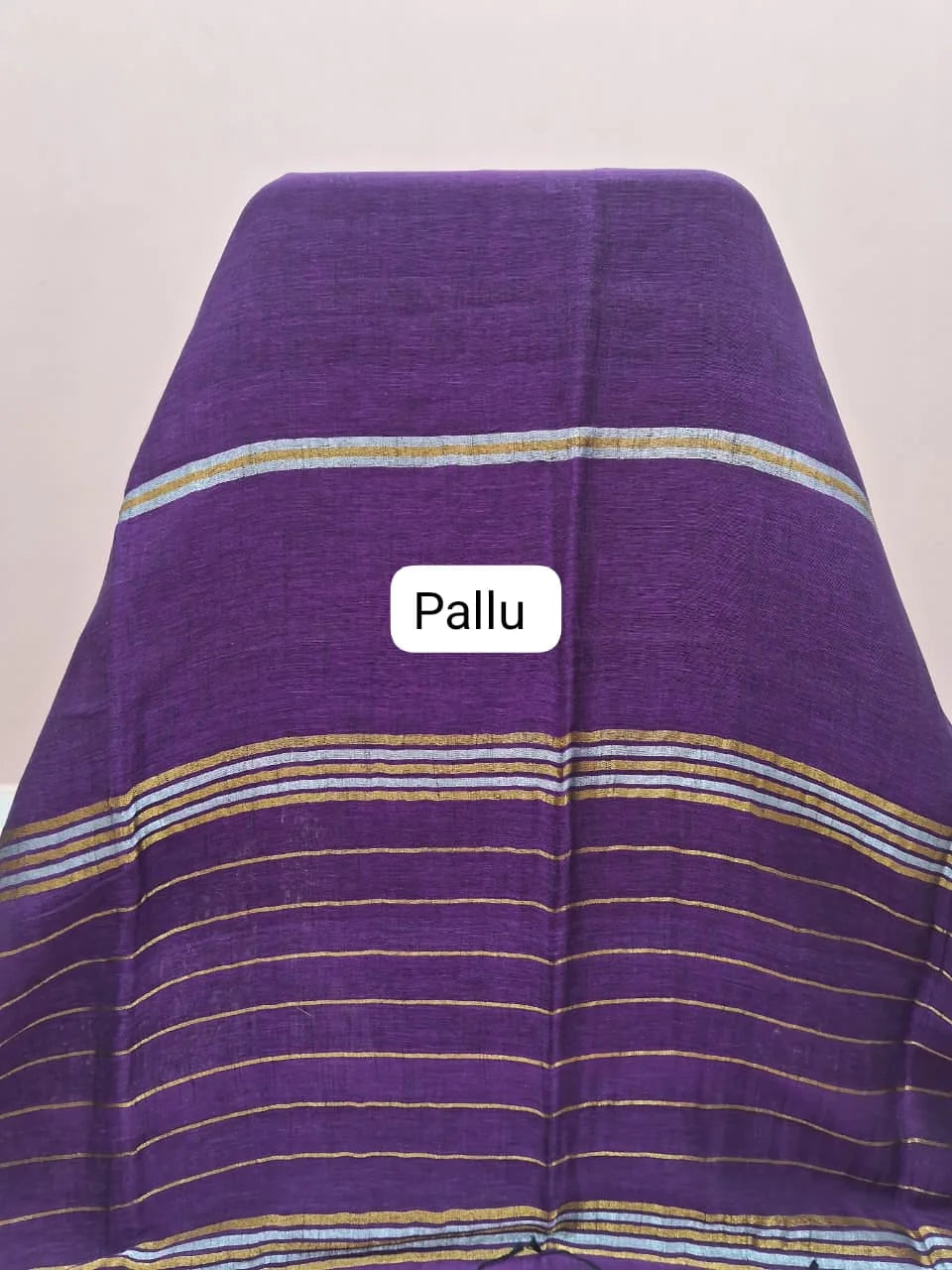 Purple Khadhi Linen Saree Pallu