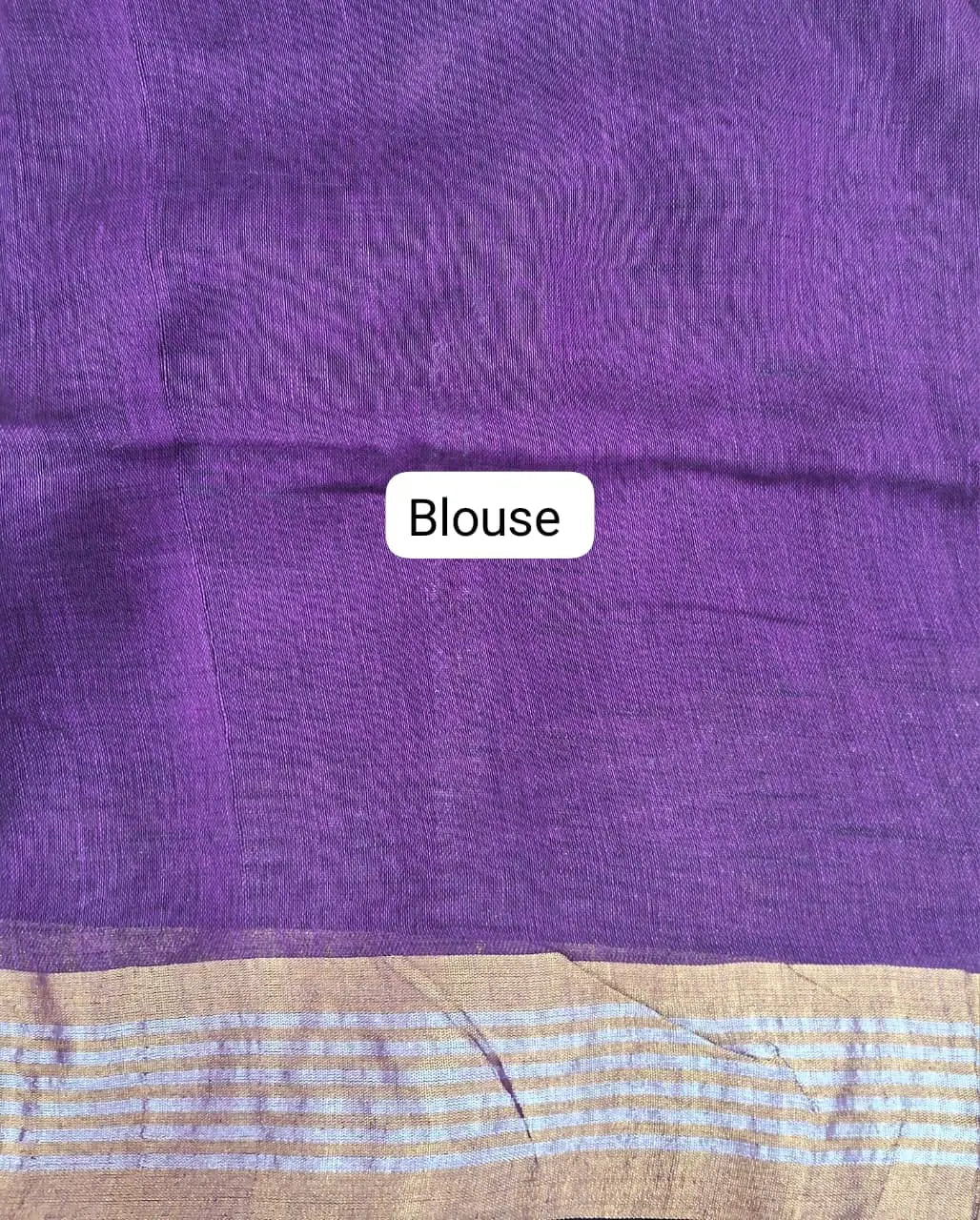 Purple Khadhi Linen Saree Blouse