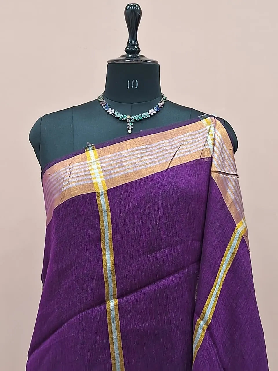 Purple Khadhi Linen Saree 1