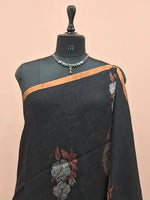 Black Khadhi Linen Saree  1