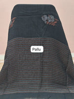 Black Khadhi Linen Saree Pallu