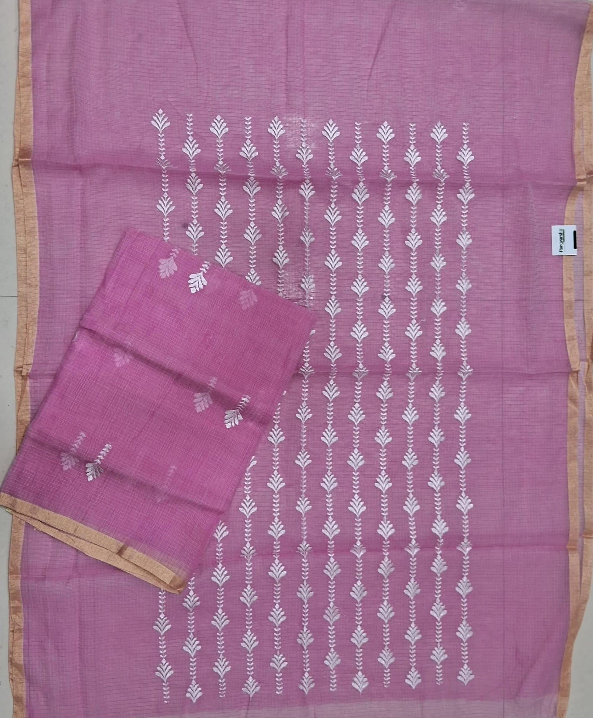 Baby Pink Kota embroidered dress material
