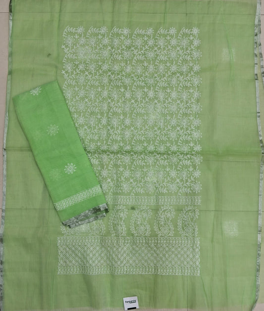 Light Green Kota embroidered dress material