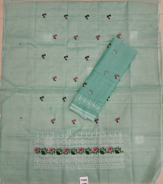 Mist Blue Kota embroidered dress material