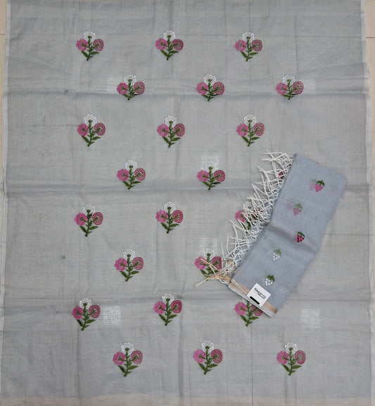 Light Grey Kota embroidered dress material