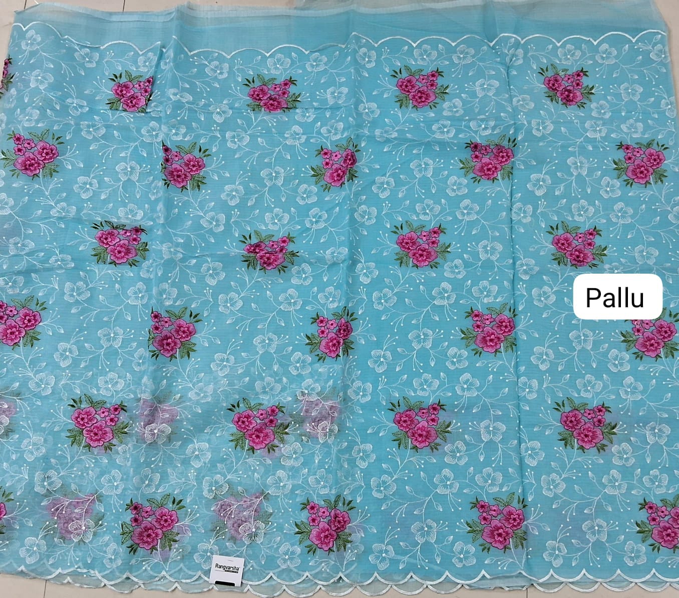 Sky Blue Kota Saree pallu