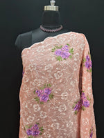 Elegant lavender floral Peach Kota saree 