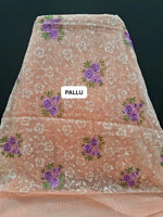 Elegant lavender floral Peach Kota saree pallu