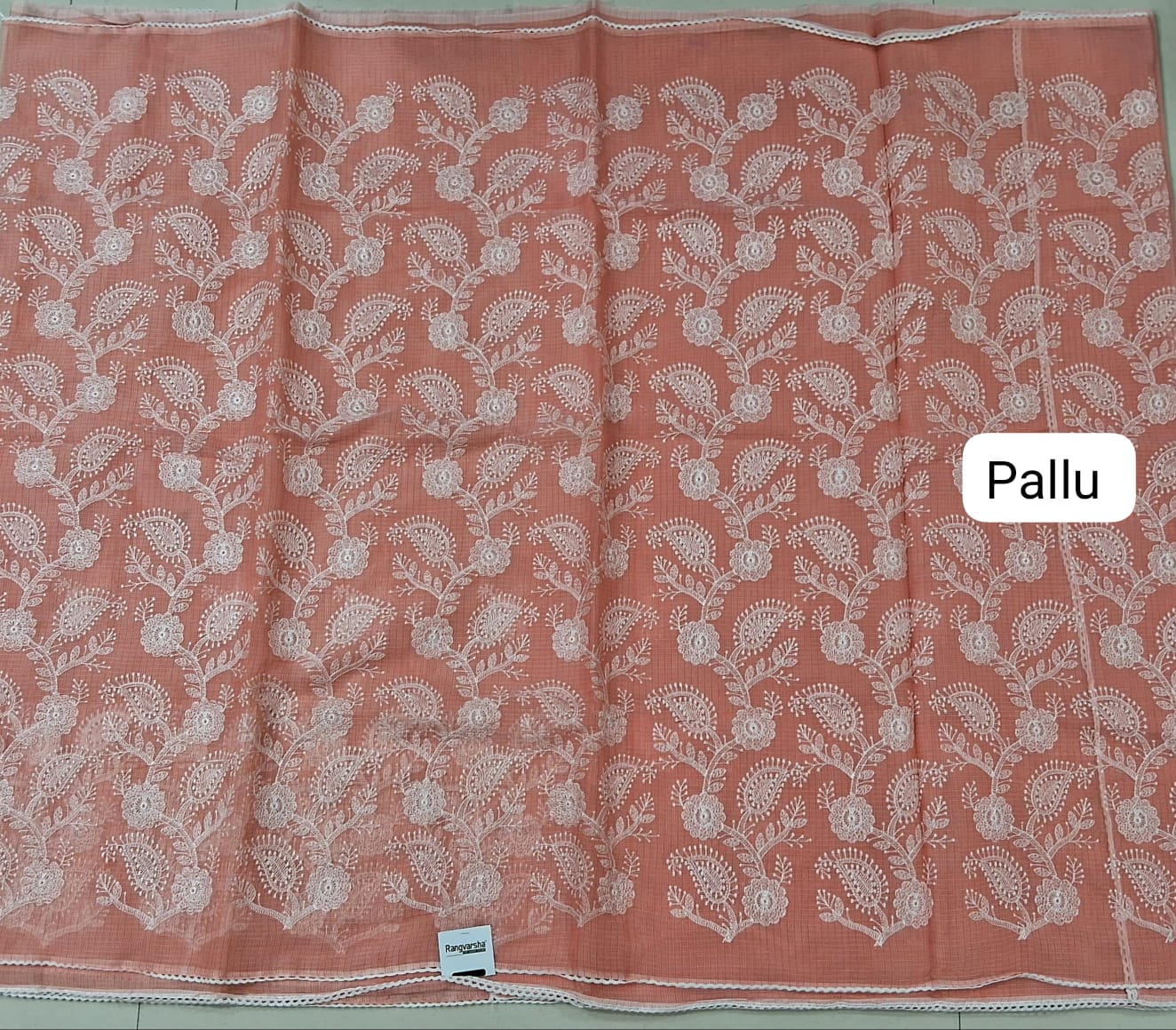 Peach Kota Saree pallu
