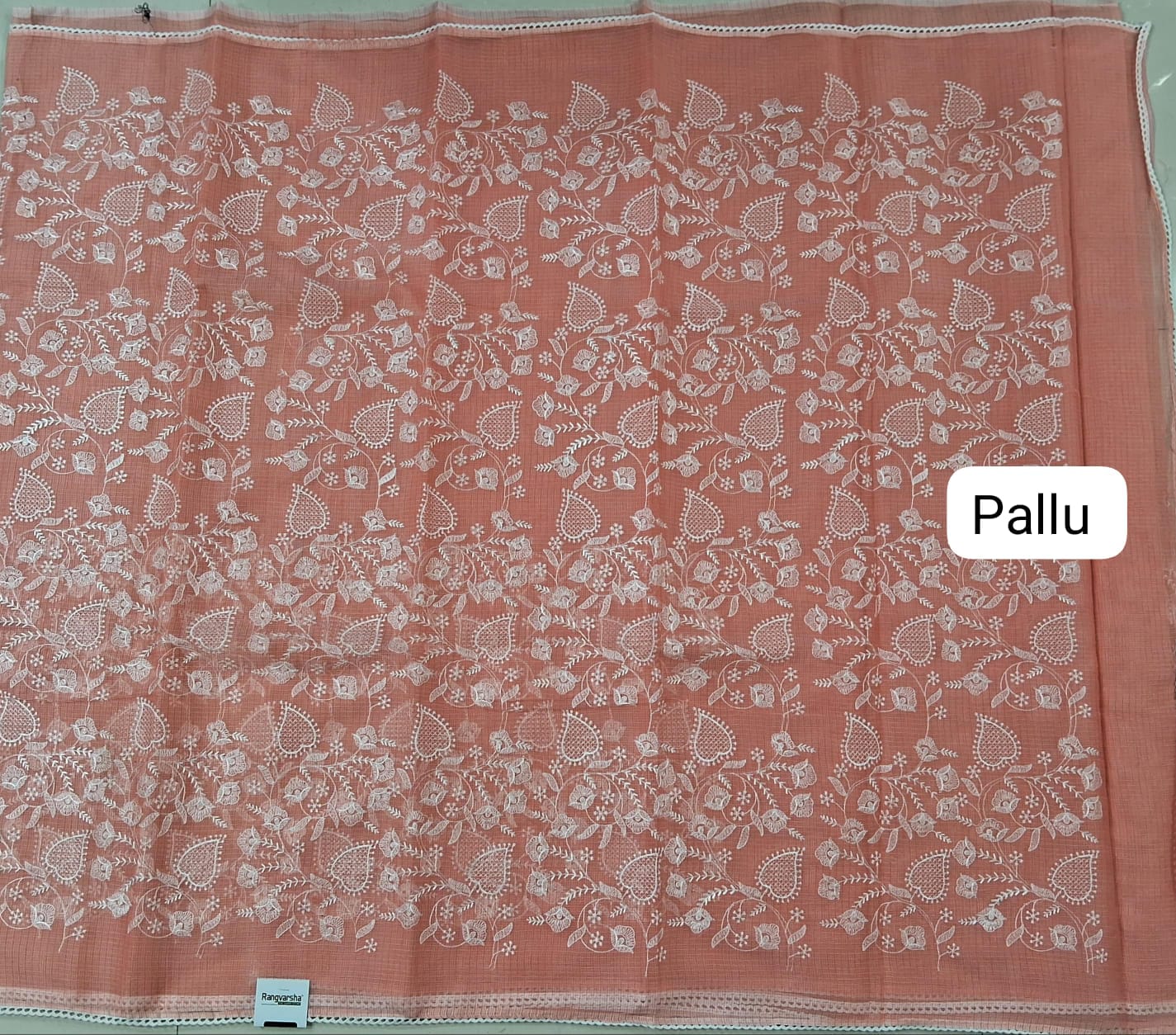 Dark Peach Kota Saree pallu