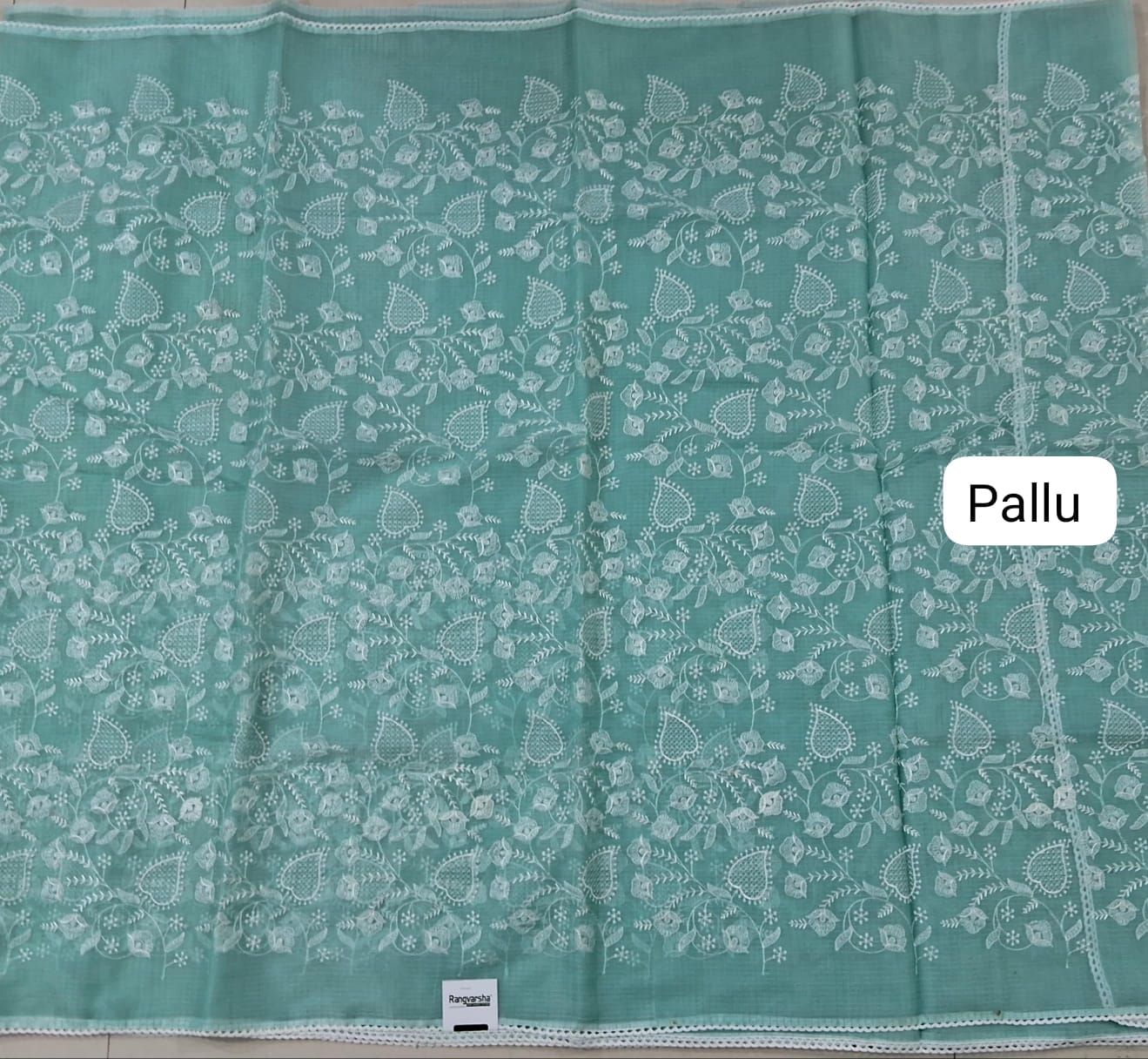 Mist Blue Kota Saree pallu