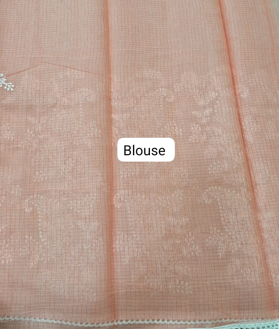  Embroidered Peach Kota Saree 