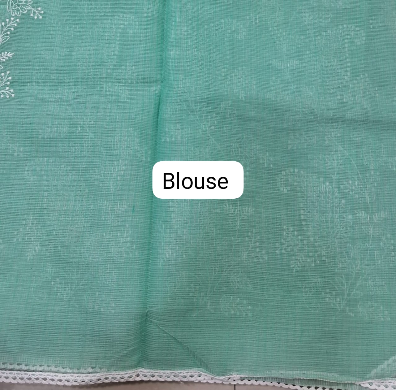 Embroiderd Sea Blue Kota Saree blouse