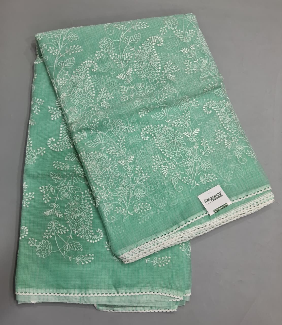 Embroiderd Sea Blue Kota Saree