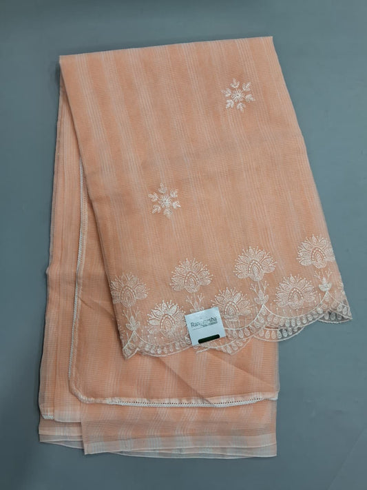 Embroided Light Peach Kota Saree