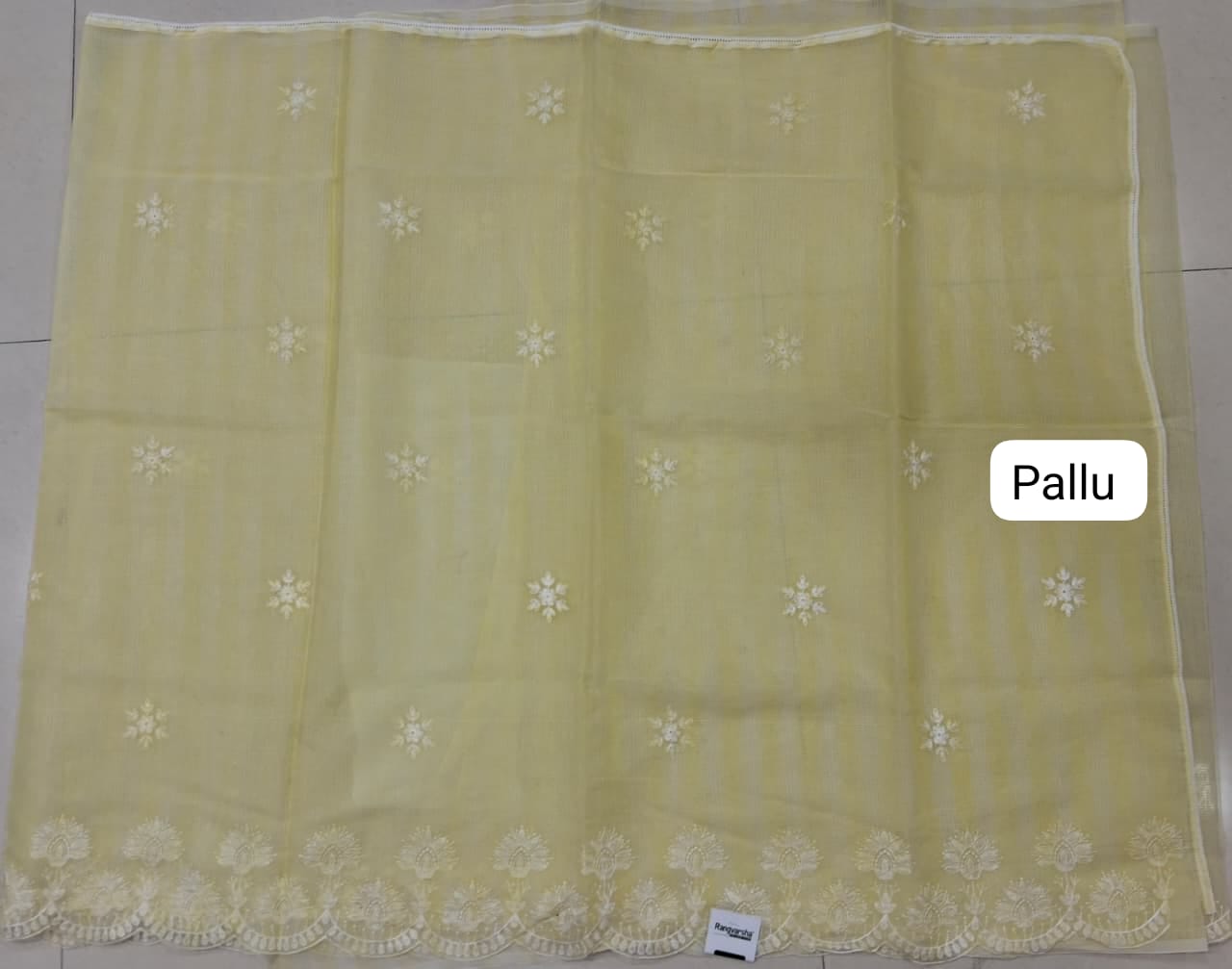 Embroided Citron Green Kota Saree