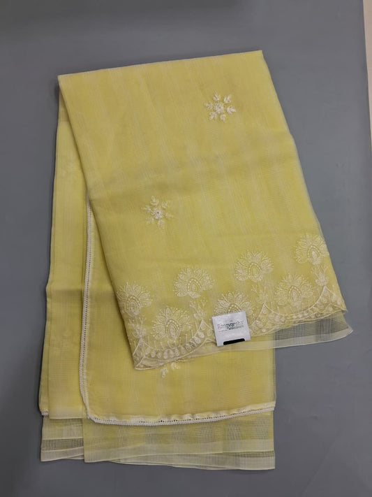  Embroided Citron Green Kota Saree