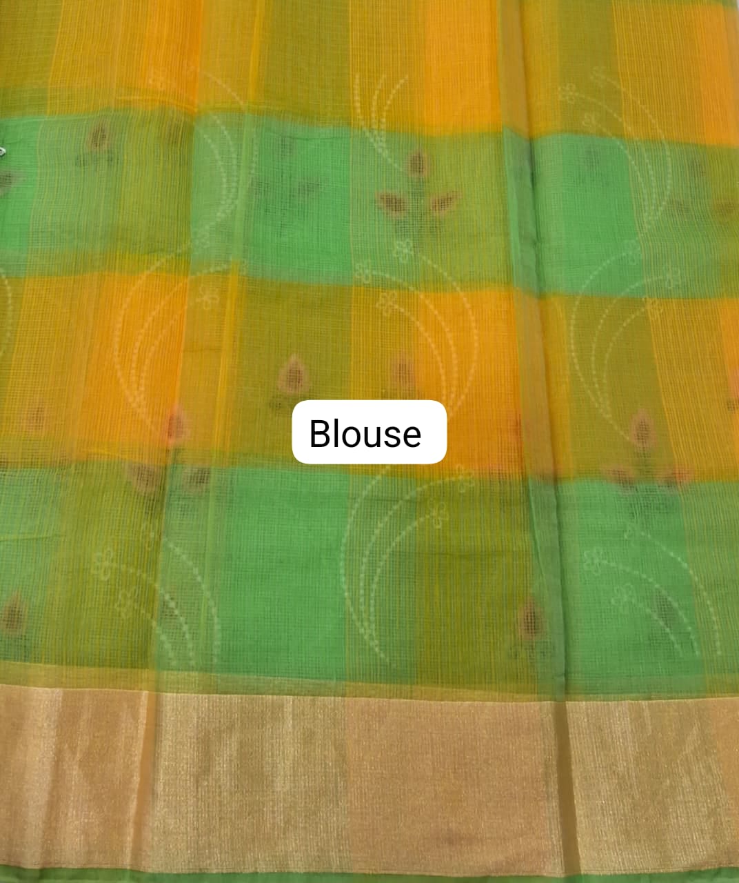 Dark Peach and Baby Pink Kota Saree blouse