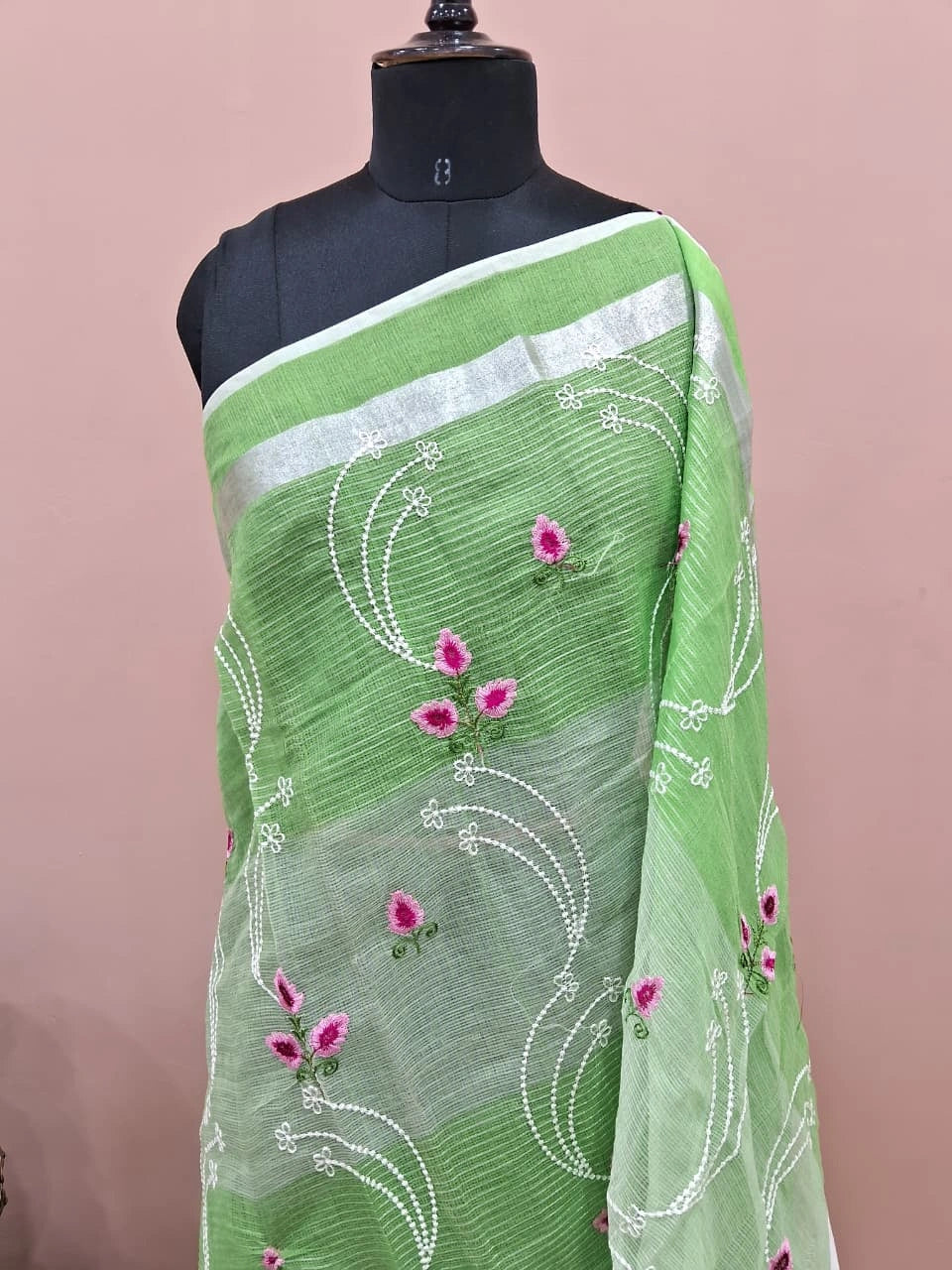Pista Green and Green Kota Saree 