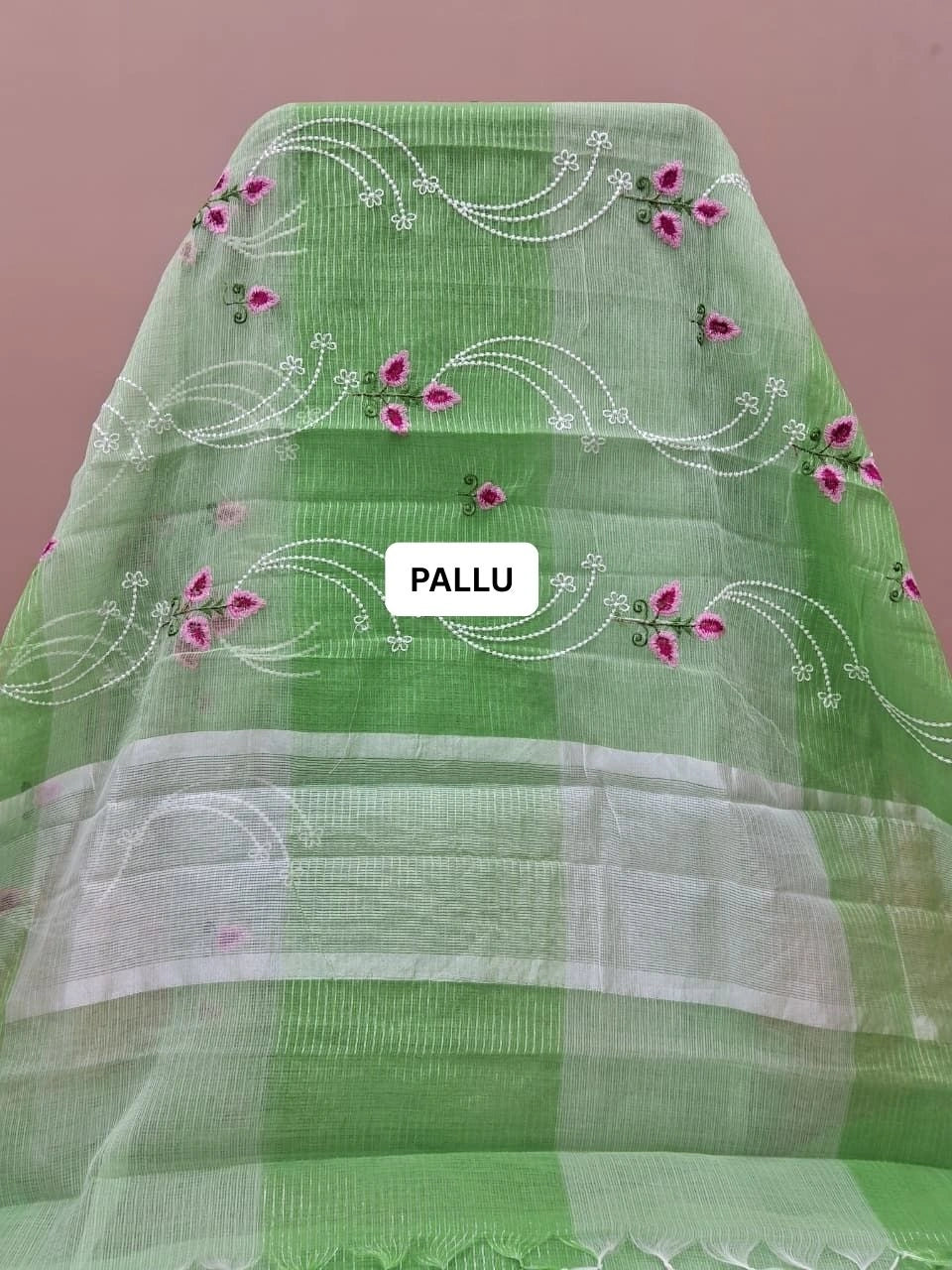 Pista Green and Green Kota Saree pallu