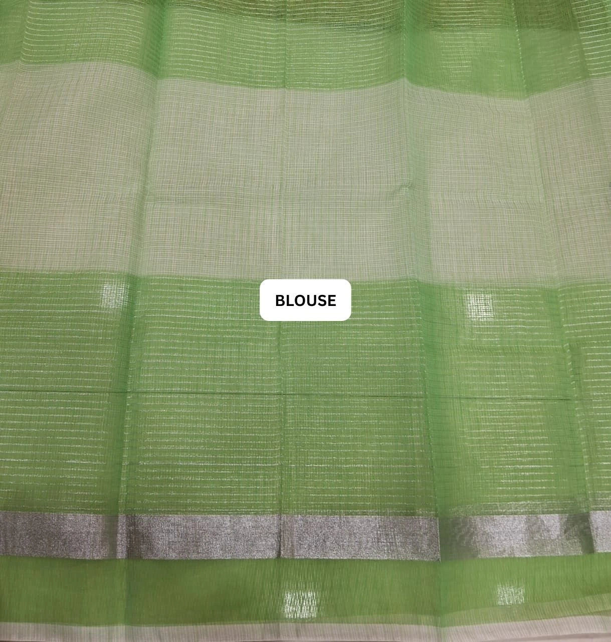 Pista Green and Green Kota Saree blouse
