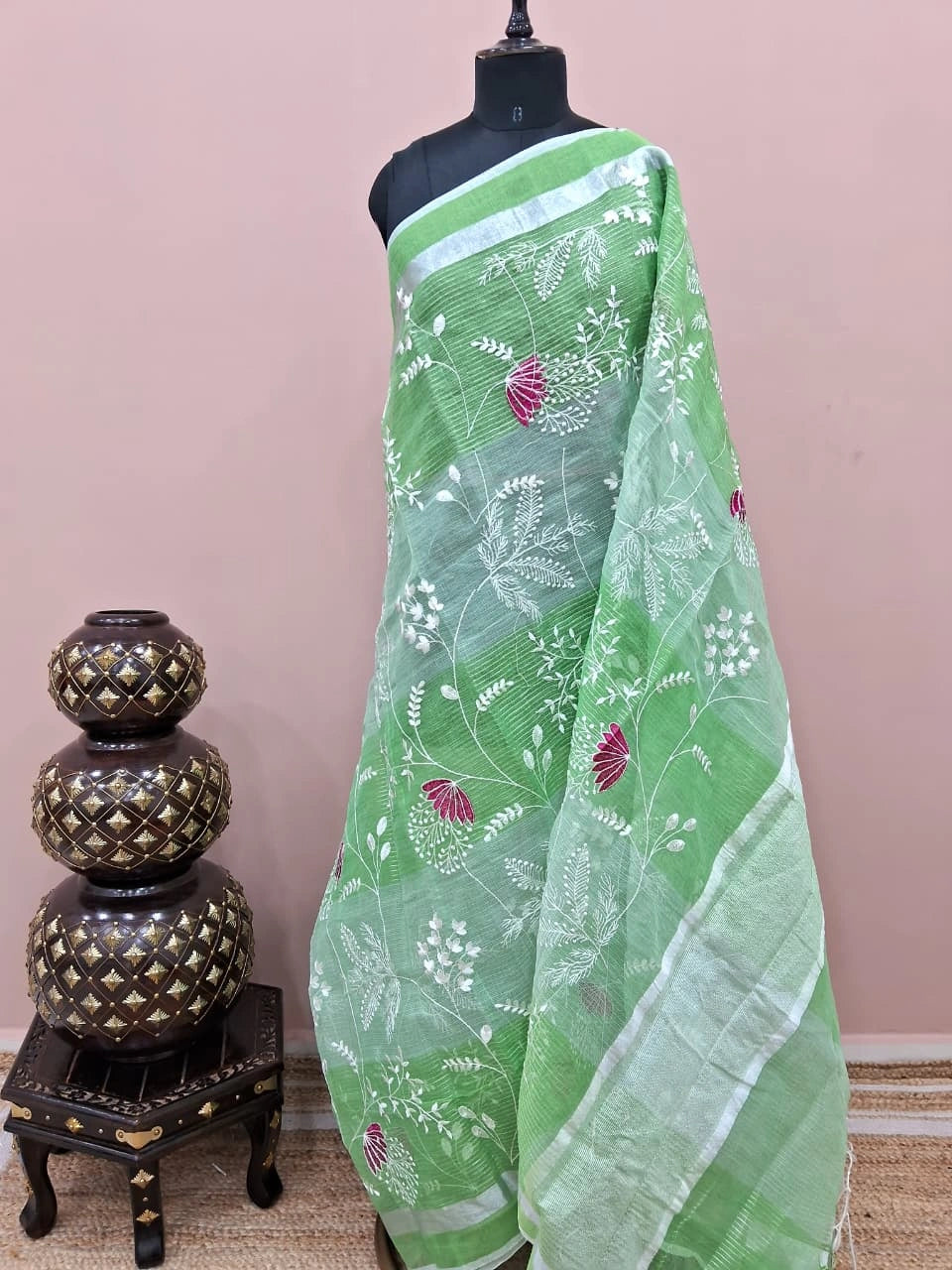 Green and Light Green Kota Saree