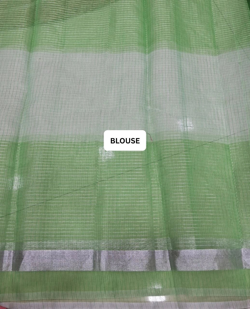 Green and Light Green Kota Saree blouse