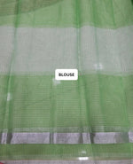 Green and Light Green Kota Saree blouse