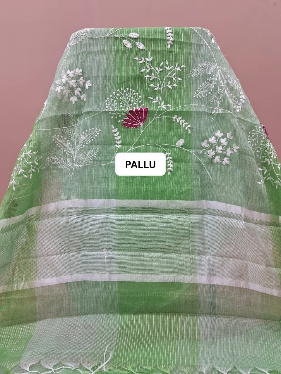 Green and Light Green Kota Saree pallu